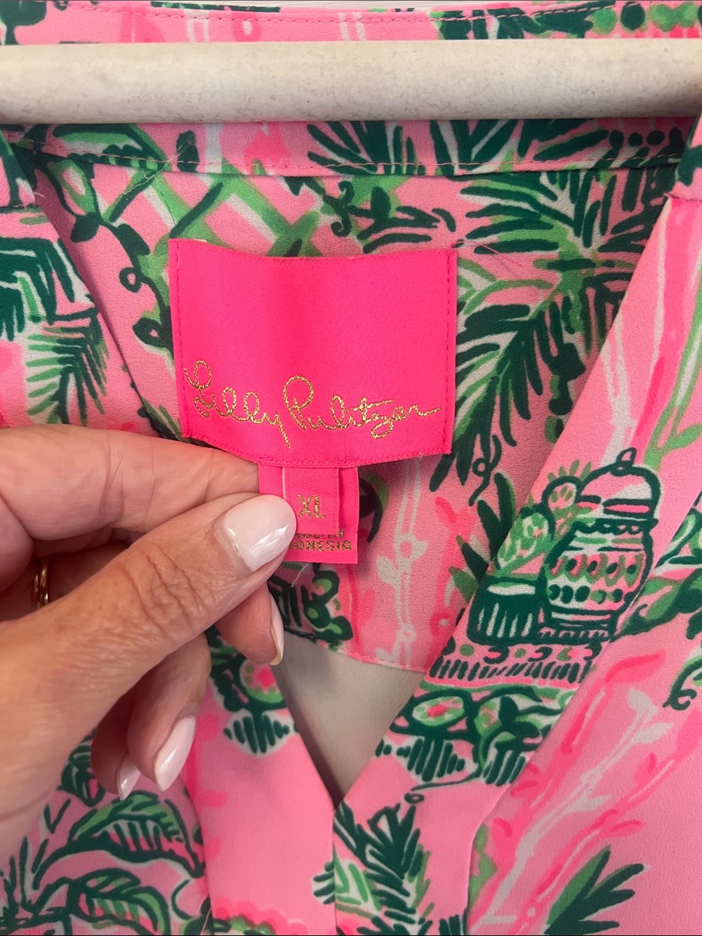 Lilly Pulitzer Pink Dress with Green Tropical Print - Picture 2 of 4